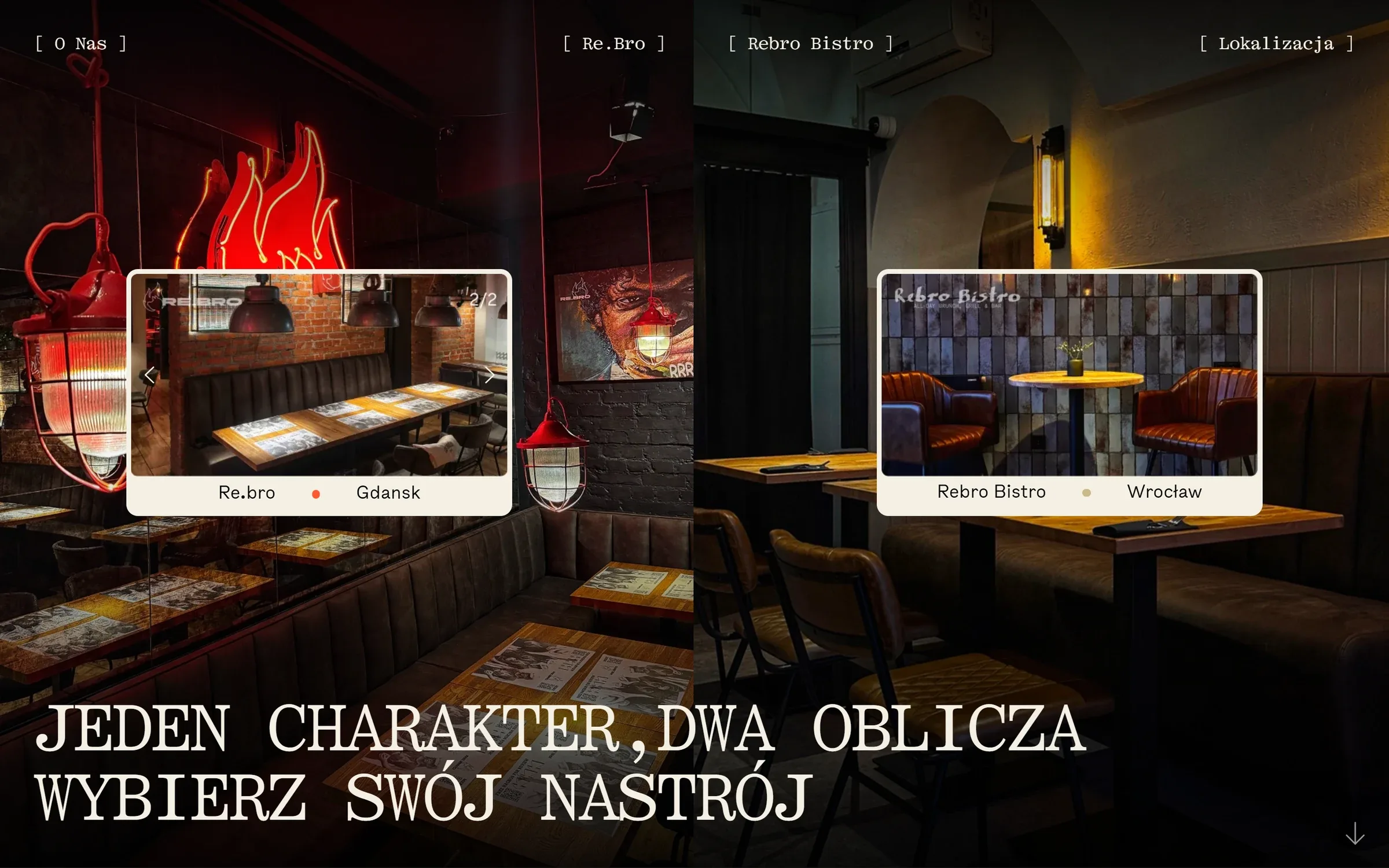 Re.bro Bistro website, first screen