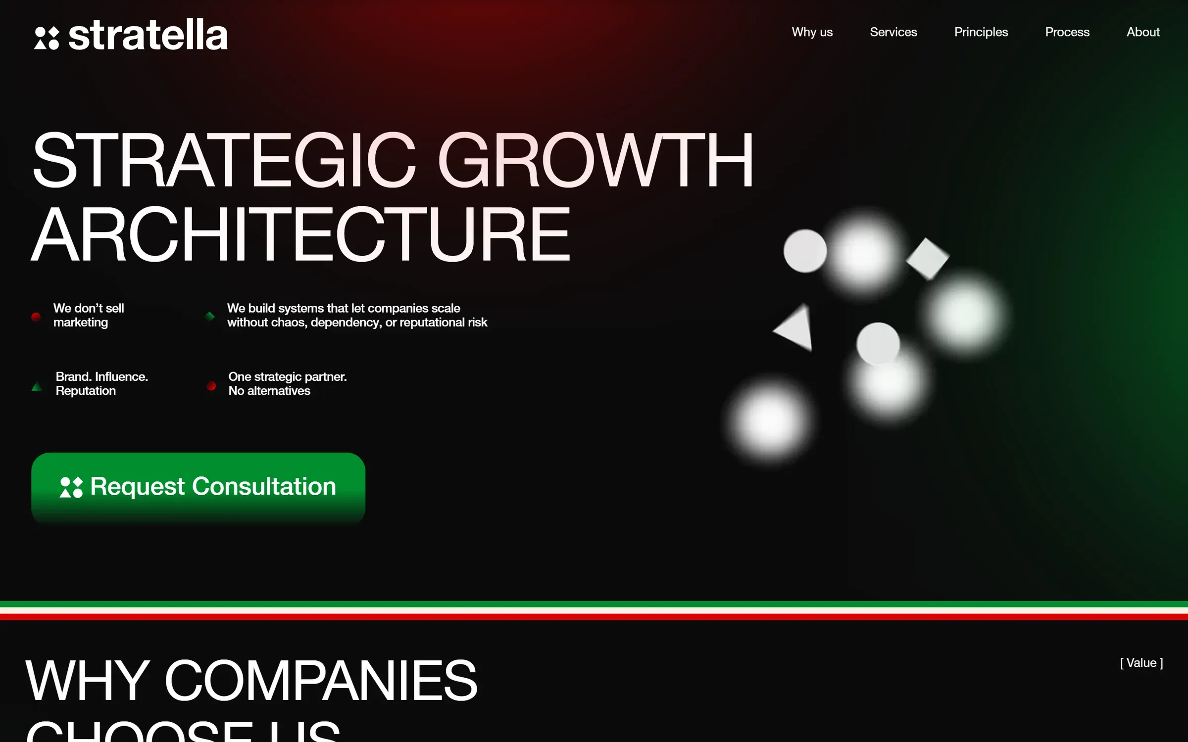 Stratella website, first screen