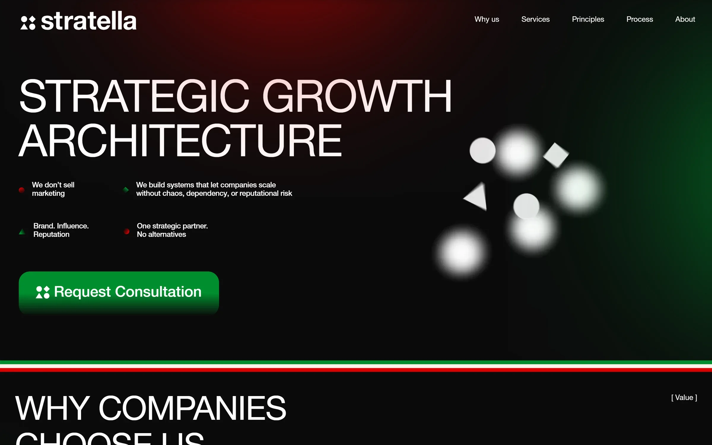 Stratella website, first screen